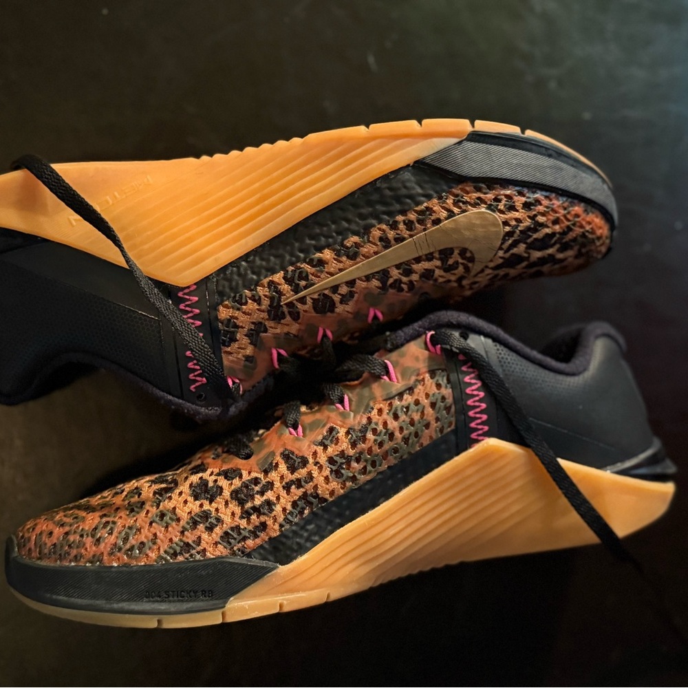 Nike Women's Leopard Print Athletic Shoes in Black, Tan & Gold - Picture 2 of 7